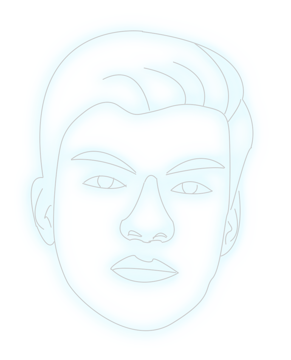 My face as neon sketch.